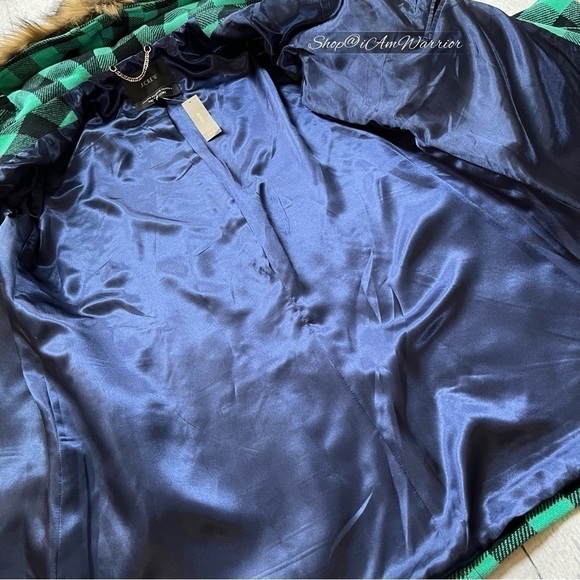 J.Crew NWT green/black buffalo plaid faux fur hooded parka *shop@iamwarrior - Picture 8 of 10